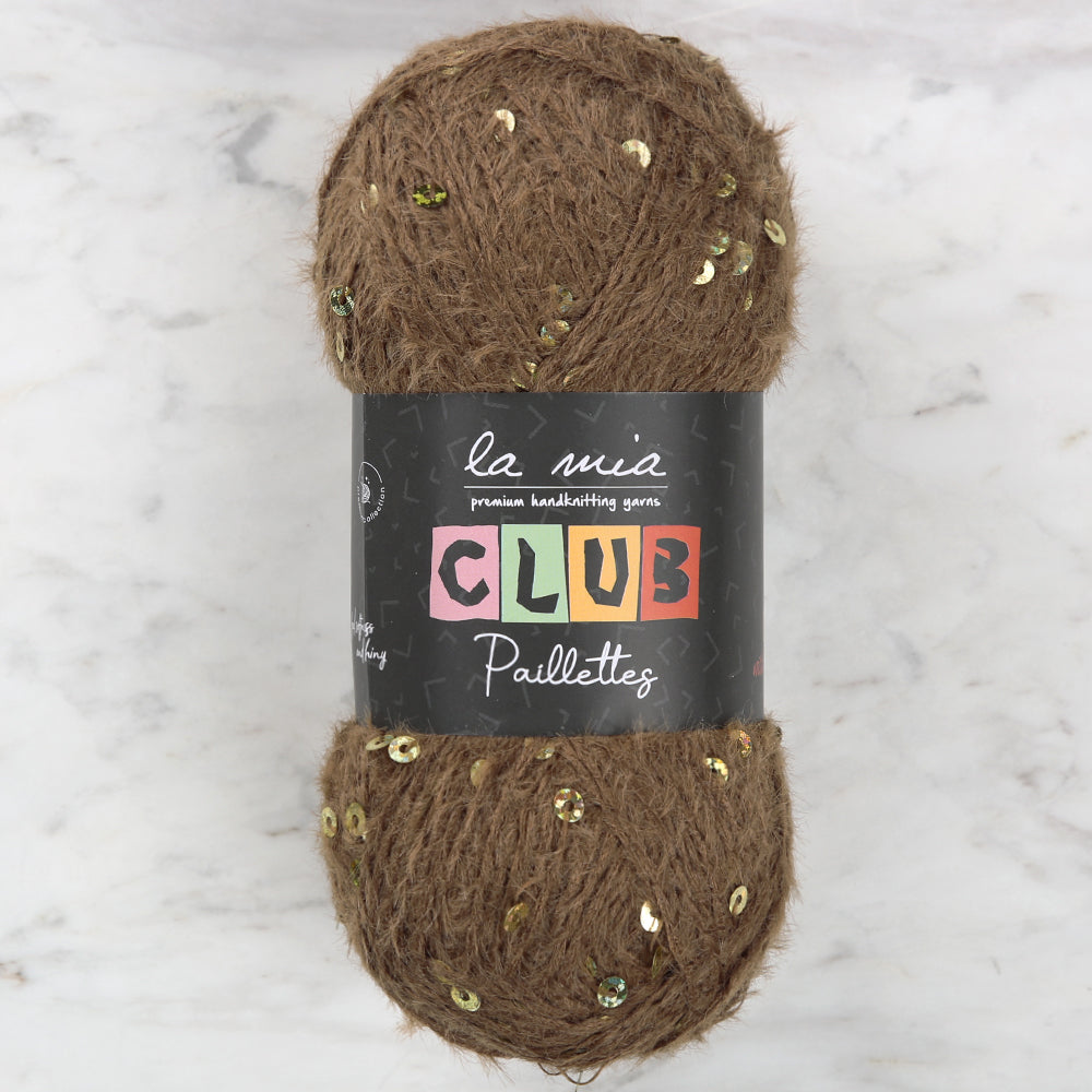 La Mia Club Paillettes Kahverengi El Örgü İpi - 621